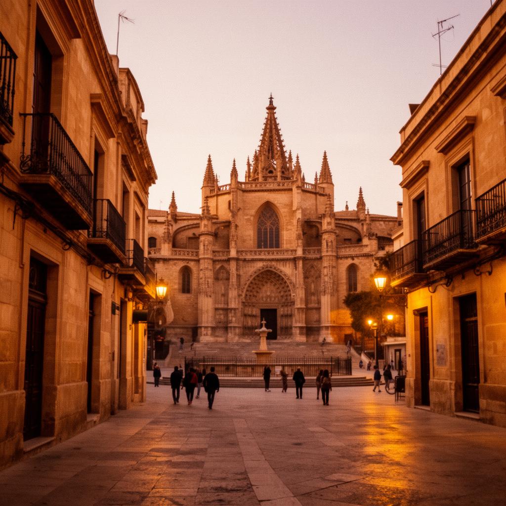 Casco histórico de Valencia con catedral al atardecer